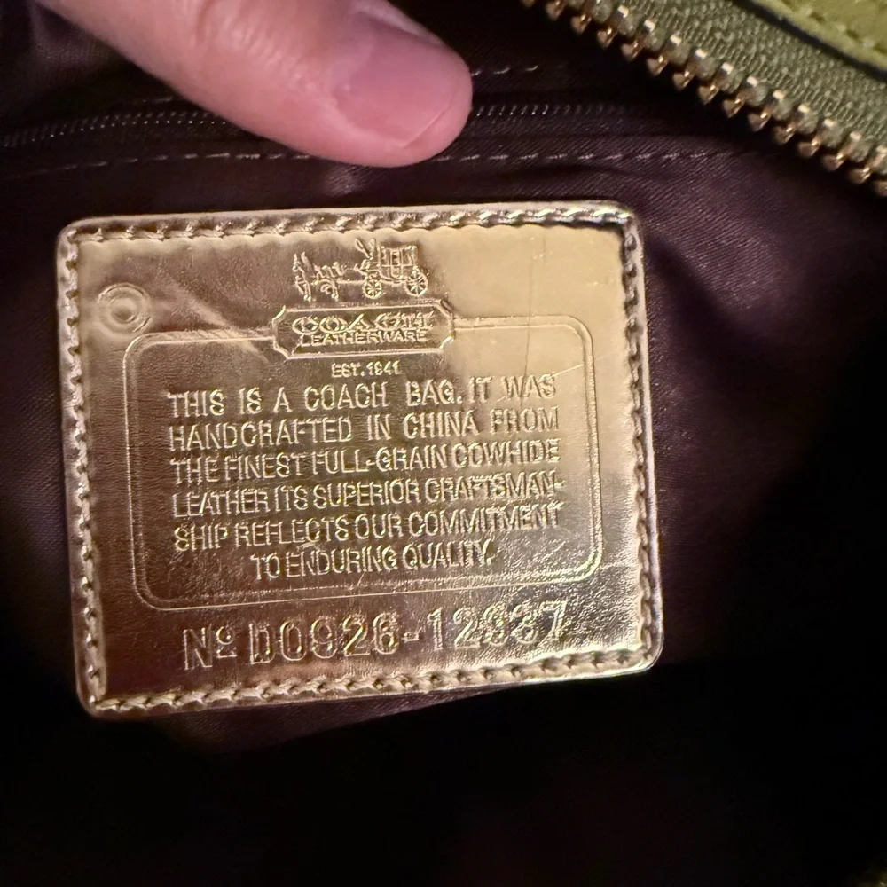 Coach Lime Green Leather Satchel with Gold Hardware - Picture 6 of 6